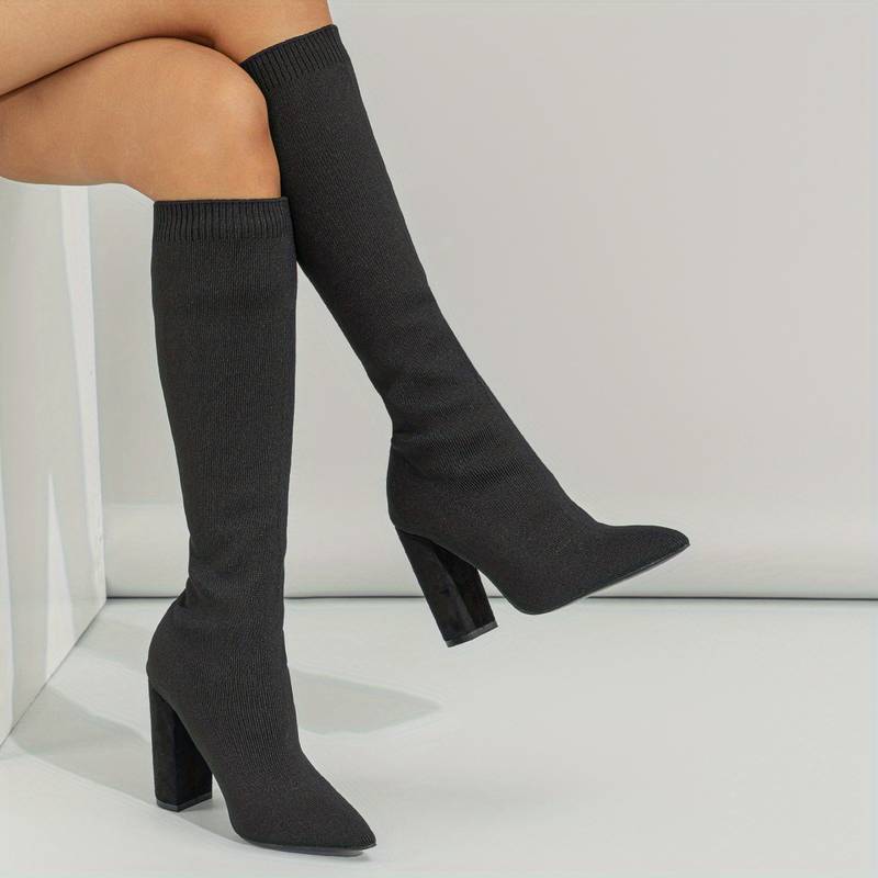 Rosgrove | Women - Sock Fit Knee-High Boots - Pointed Toe