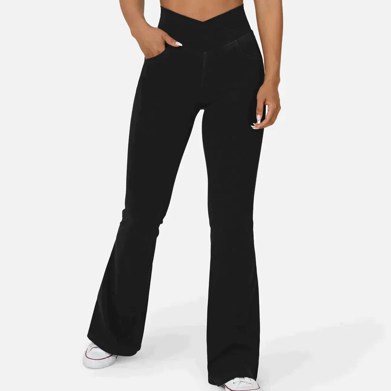 Rosgrove | Women - High-Waisted Flared Jeans - Crisscross Style