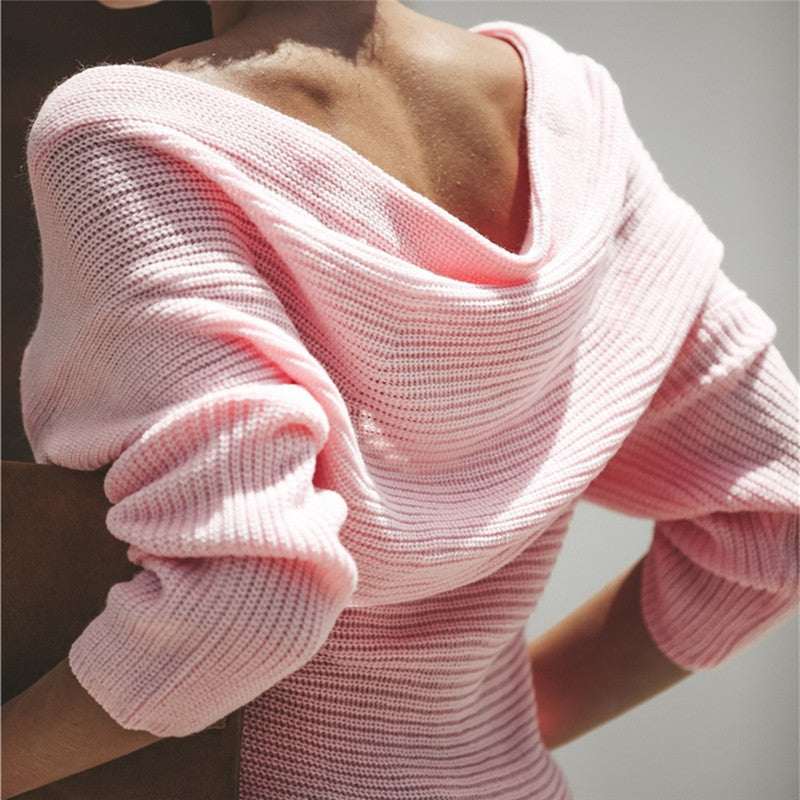 Rosgrove | Women - Elegant Casual Knitted Jumper with Deep Neckline