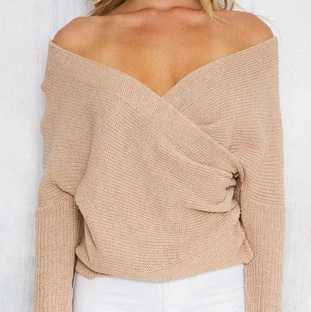 Rosgrove | Women - Elegant Casual Knitted Jumper with Deep Neckline