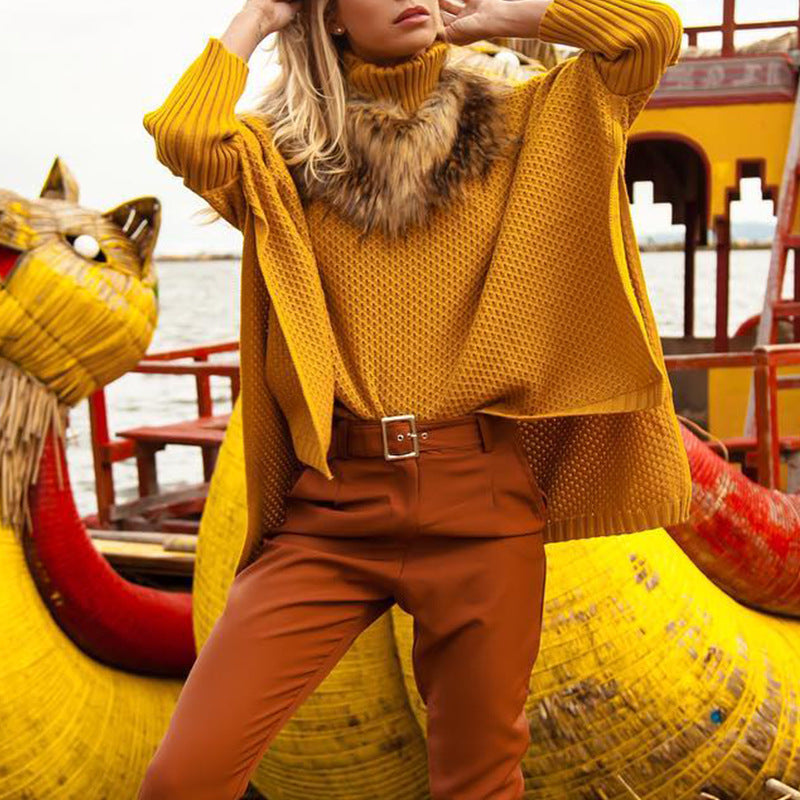 Rosgrove | Women - High-Neck Knitted Jumper with Mesh Detail