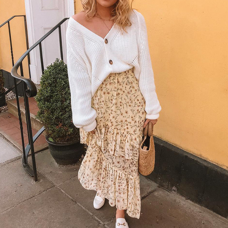 Rosgrove | Women - Oversized Deep V-Neck Cardigan with Buttons