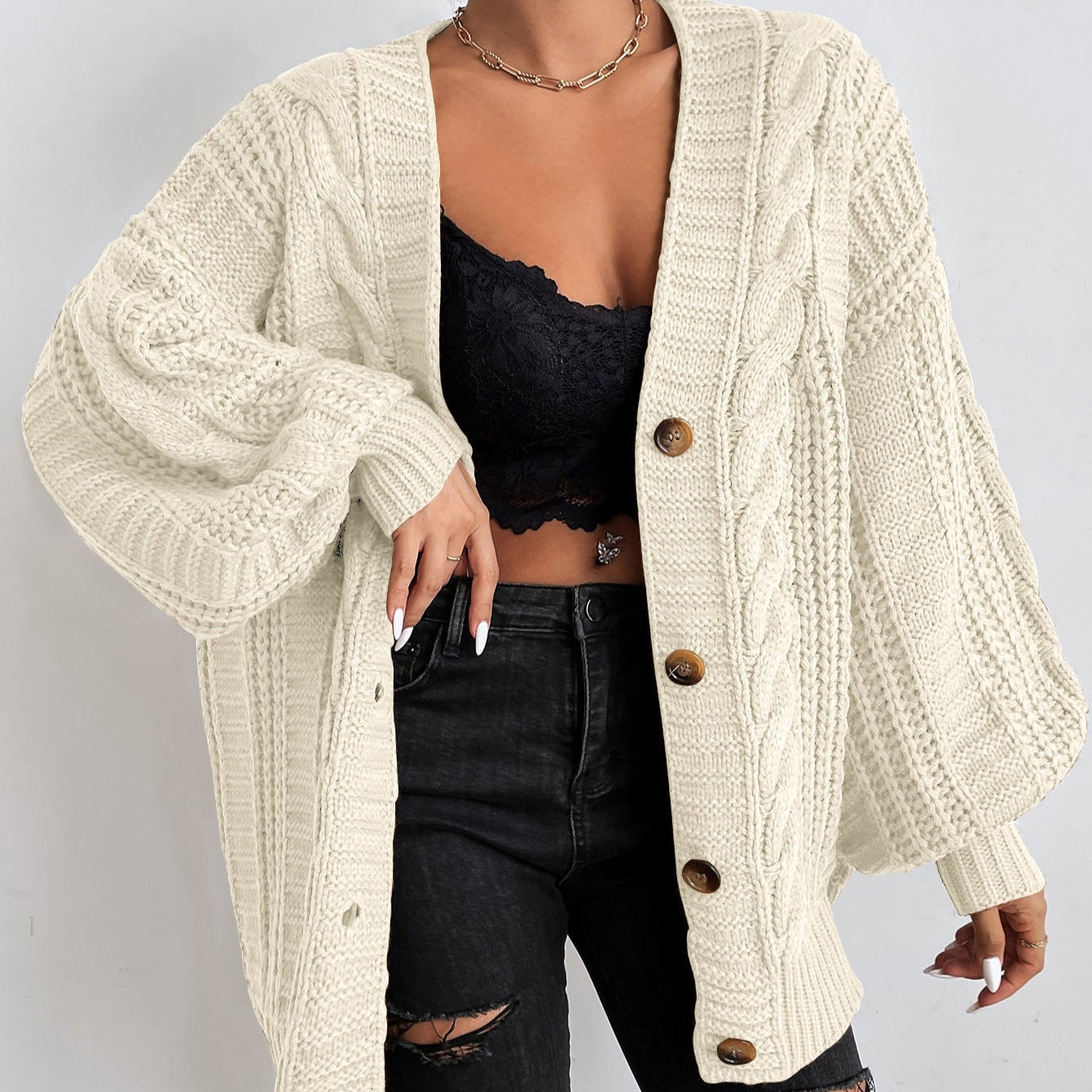 Rosgrove | Women - Wide Cable Knit Cardigan