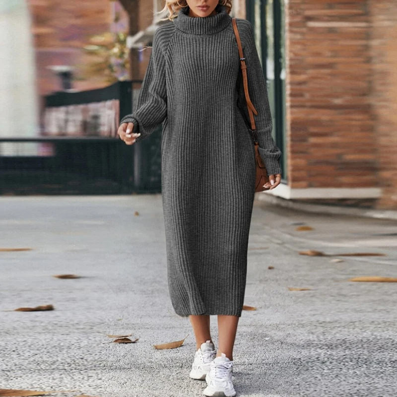 Rosgrove | Women - Midi Knitted Turtleneck Jumper Dress