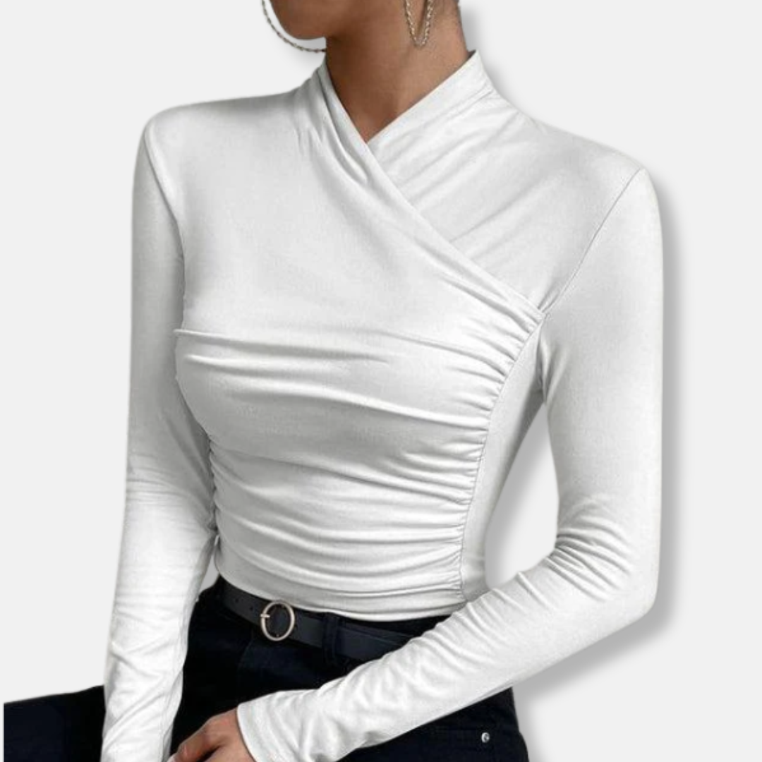 Rosgrove | Women - Elegeant Cross-Neck Long Sleeve Top