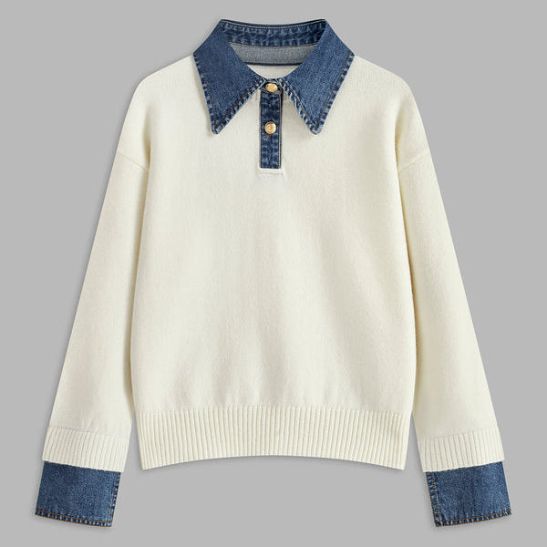 Rosgrove | Women - Relaxed Knit Jumper - Denim Details