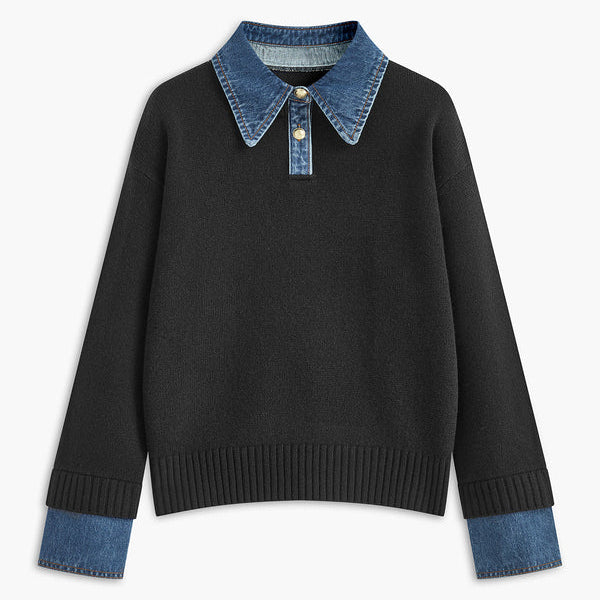 Rosgrove | Women - Relaxed Knit Jumper - Denim Details