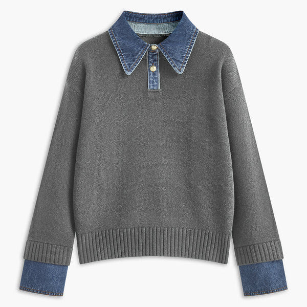 Rosgrove | Women - Relaxed Knit Jumper - Denim Details