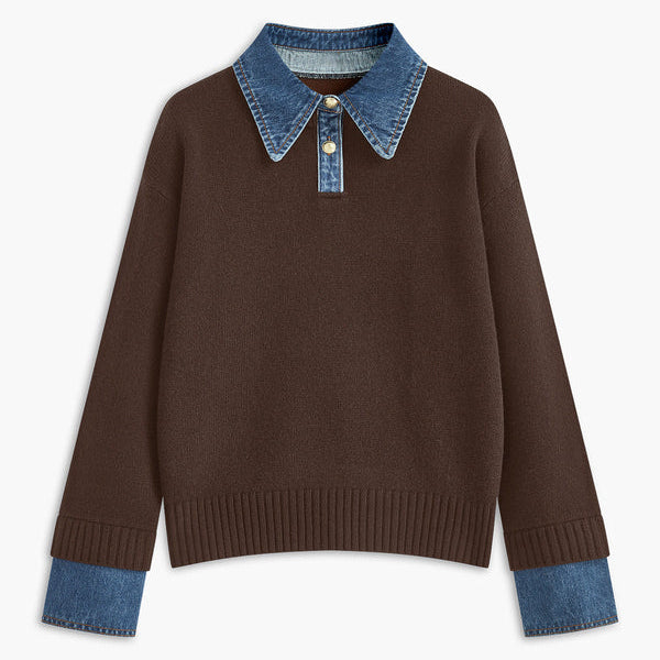 Rosgrove | Women - Relaxed Knit Jumper - Denim Details