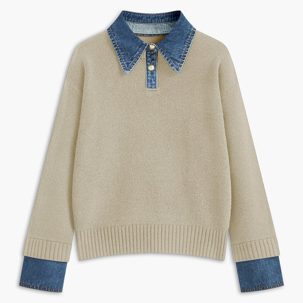 Rosgrove | Women - Relaxed Knit Jumper - Denim Details