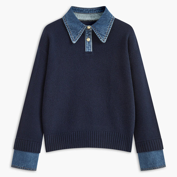 Rosgrove | Women - Relaxed Knit Jumper - Denim Details