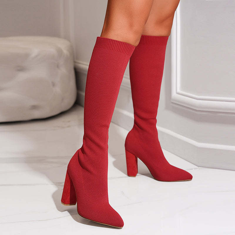 Rosgrove | Women - Sock Fit Knee-High Boots - Pointed Toe
