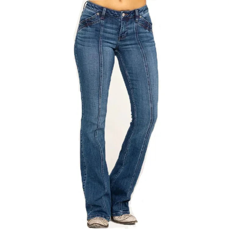 Rosgrove | Women - Mid-Rise Flared Jeans - Front Seam Detail