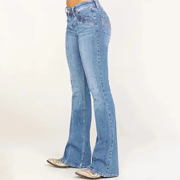 Rosgrove | Women - Mid-Rise Flared Jeans - Front Seam Detail