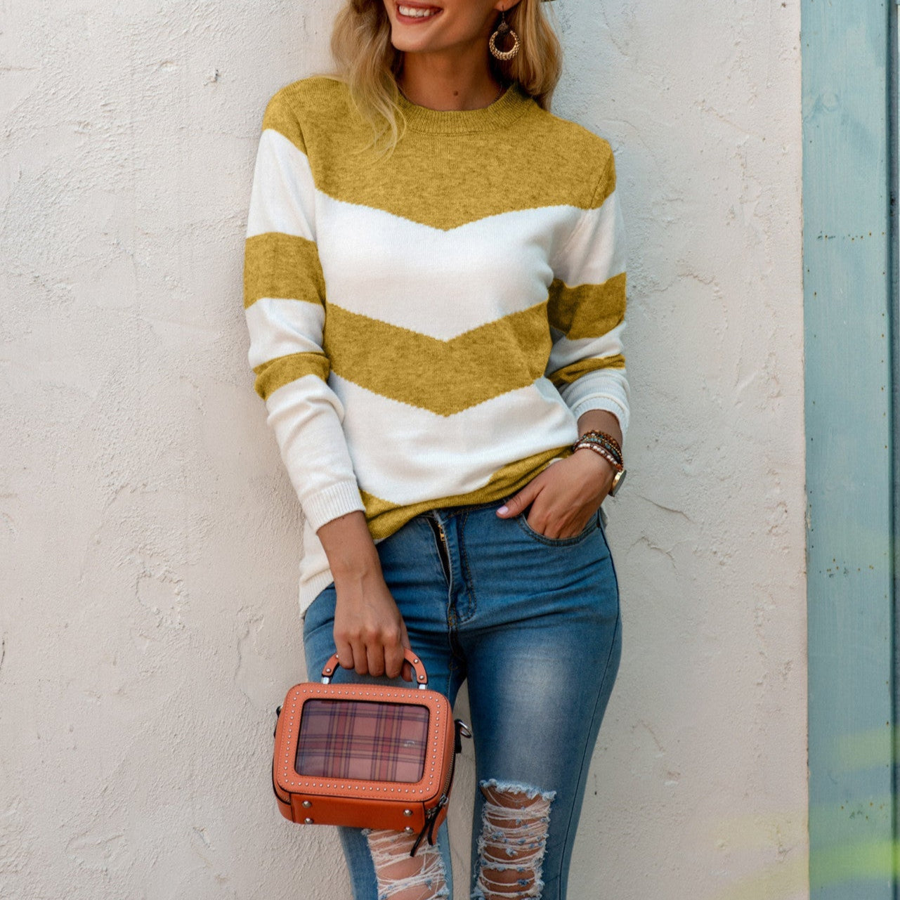 Rosgrove | Women - Chevron Pattern Jumper - Round Neck