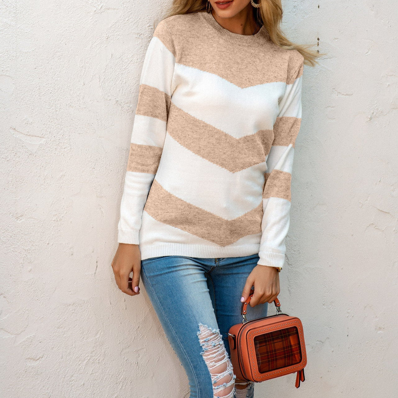 Rosgrove | Women - Chevron Pattern Jumper - Round Neck