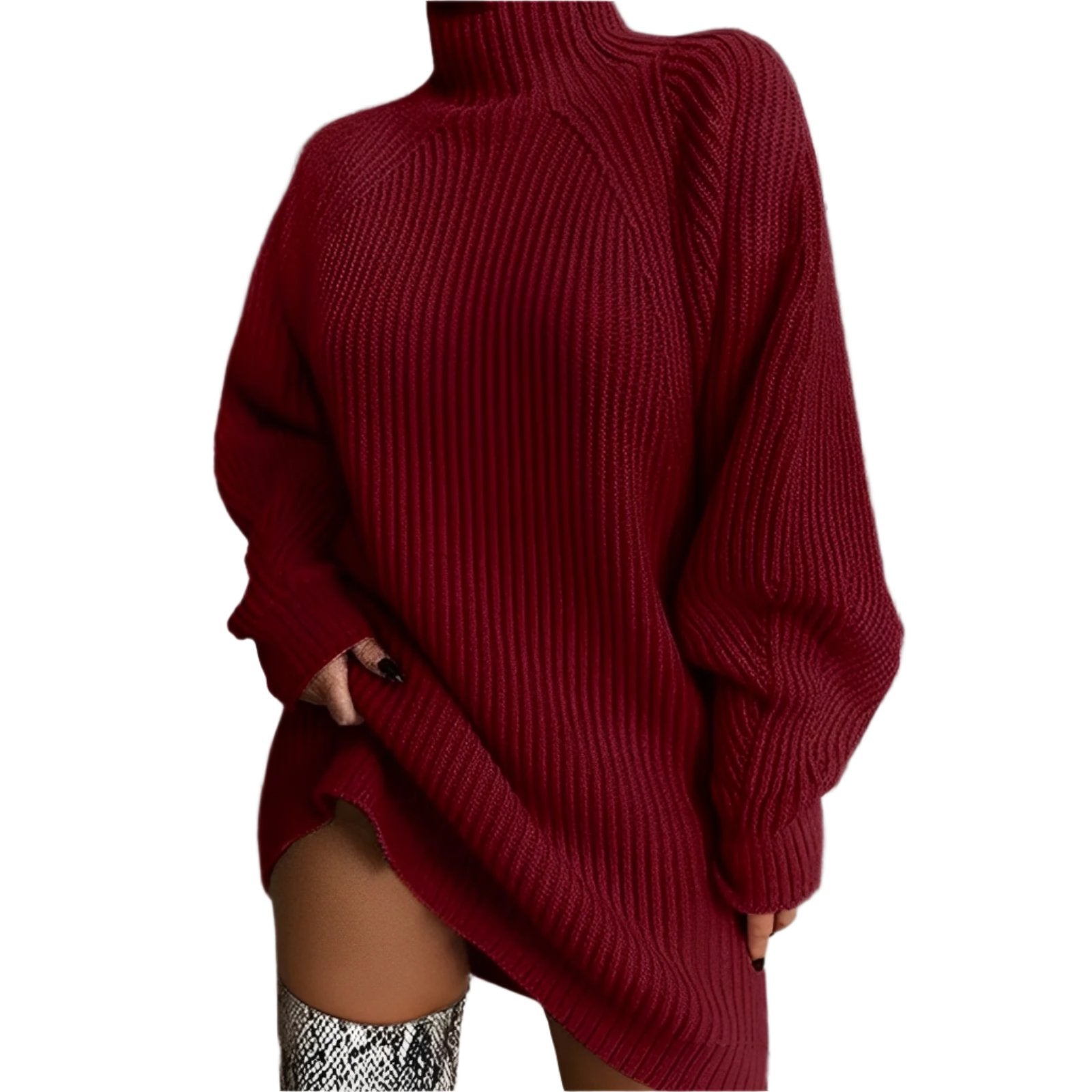 Rosgrove | Women - Oversized Turtleneck Jumper - Cozy Knit Style