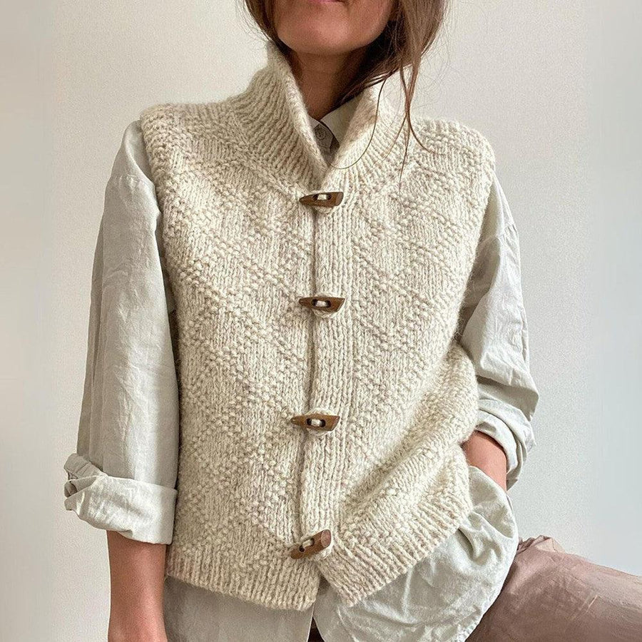 Rosgrove | Women - Beige Gilet - Stand Collar & Toggle Fastening