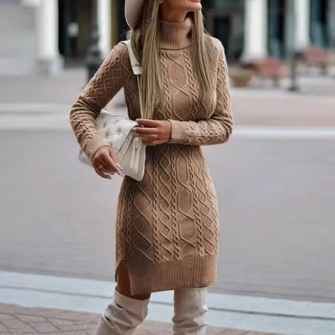 Rosgrove | Women - Knitted Turtleneck Midi Dress - Slim Fit