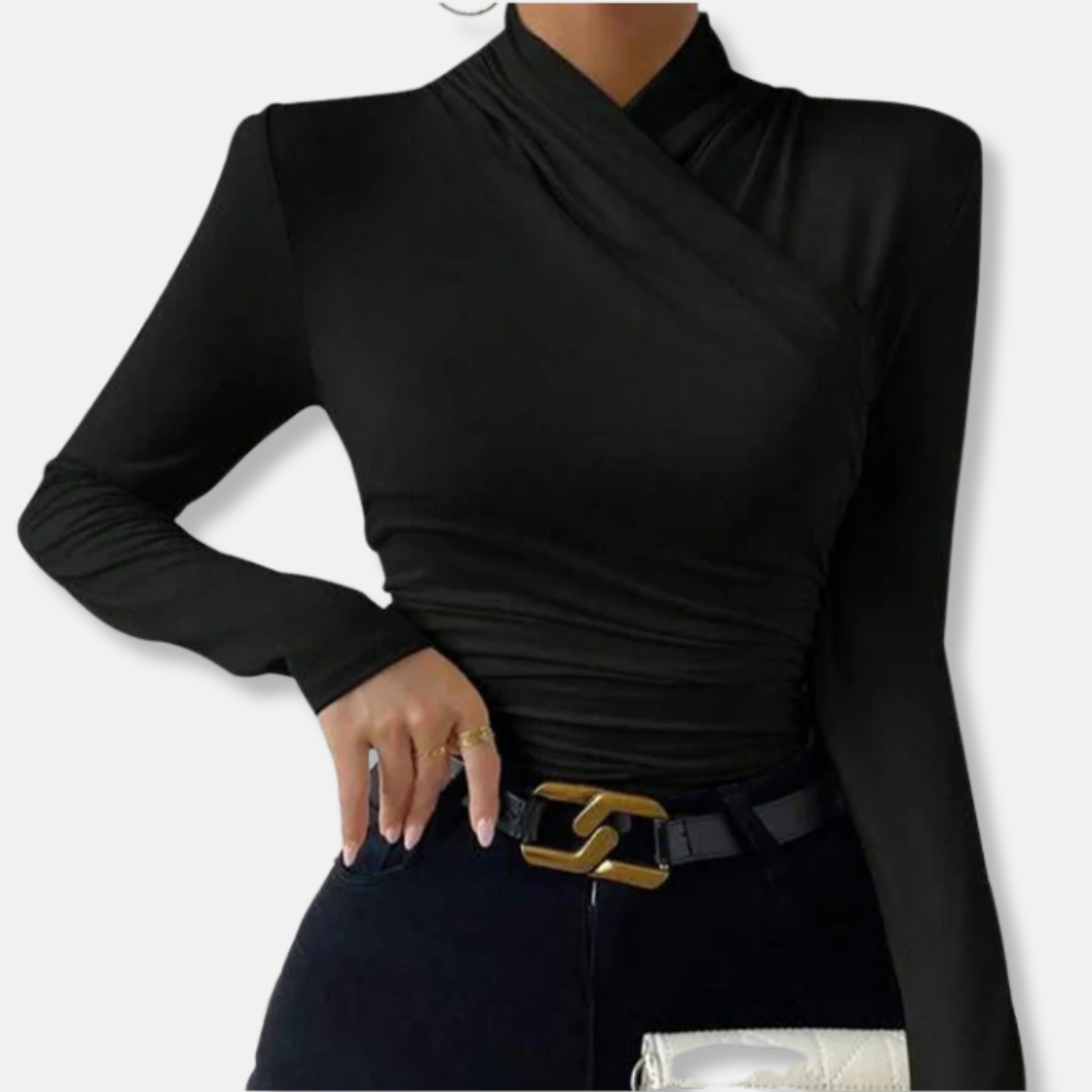Rosgrove | Women - Elegeant Cross-Neck Long Sleeve Top