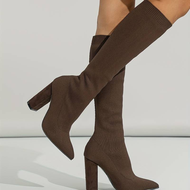 Rosgrove | Women - Sock Fit Knee-High Boots - Pointed Toe
