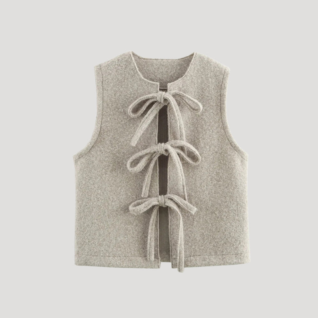 Rosgrove | Women - Knit Wool Vest - Tie Front Detail