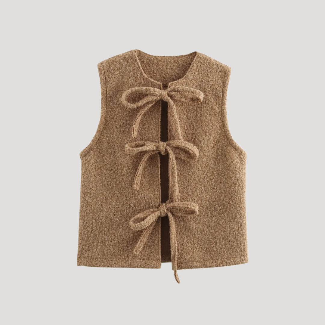 Rosgrove | Women - Knit Wool Vest - Tie Front Detail