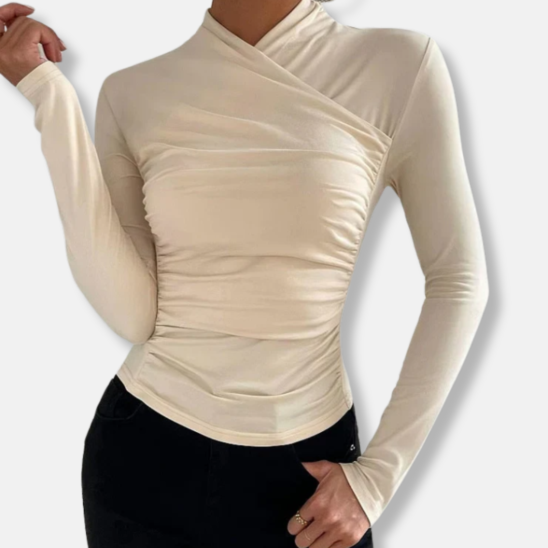 Rosgrove | Women - Elegeant Cross-Neck Long Sleeve Top