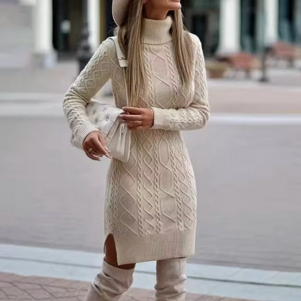 Rosgrove | Women - Knitted Turtleneck Midi Dress - Slim Fit