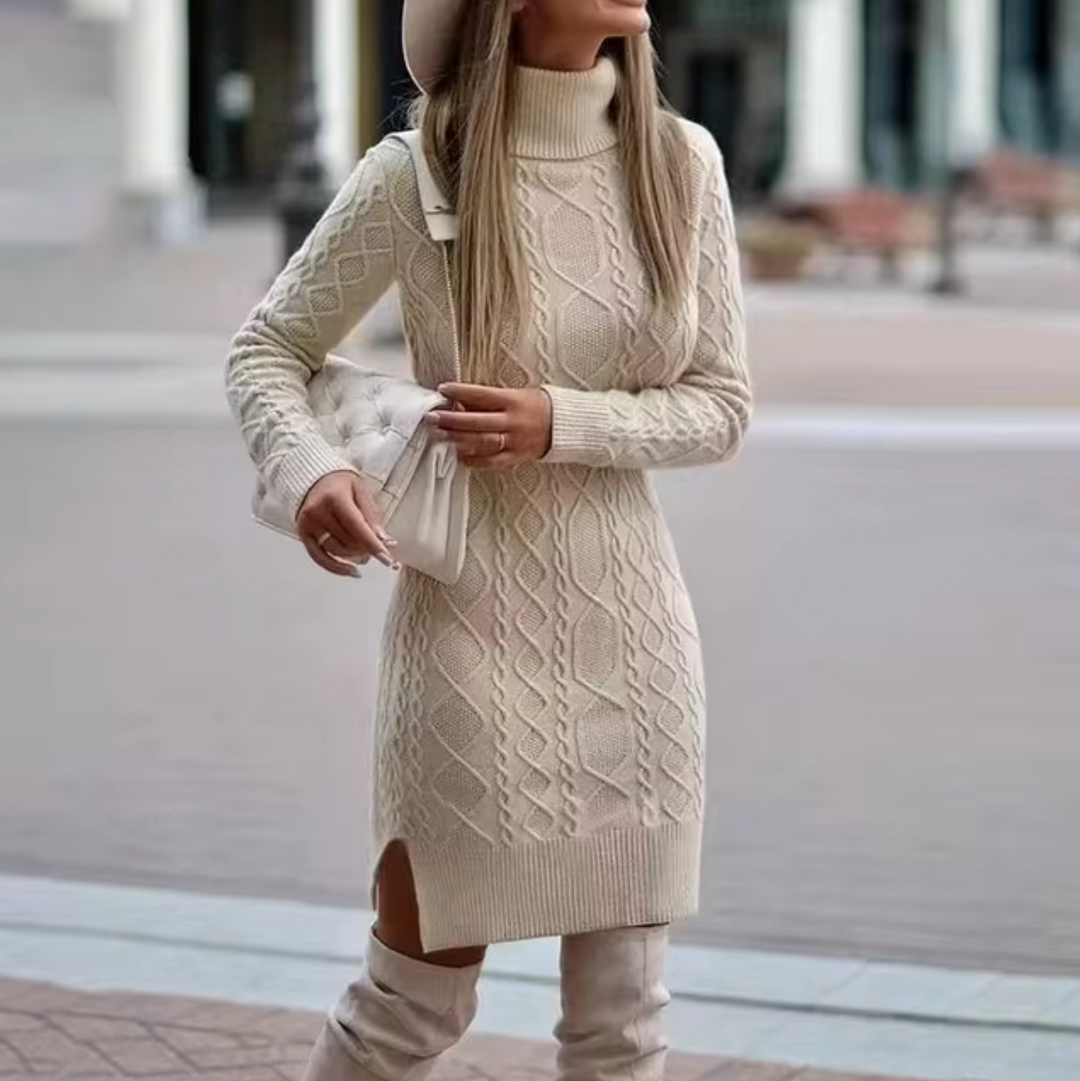 Rosgrove | Women - Knitted Turtleneck Midi Dress - Slim Fit