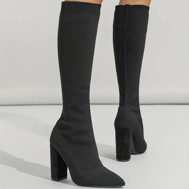 Rosgrove | Women - Sock Fit Knee-High Boots - Pointed Toe