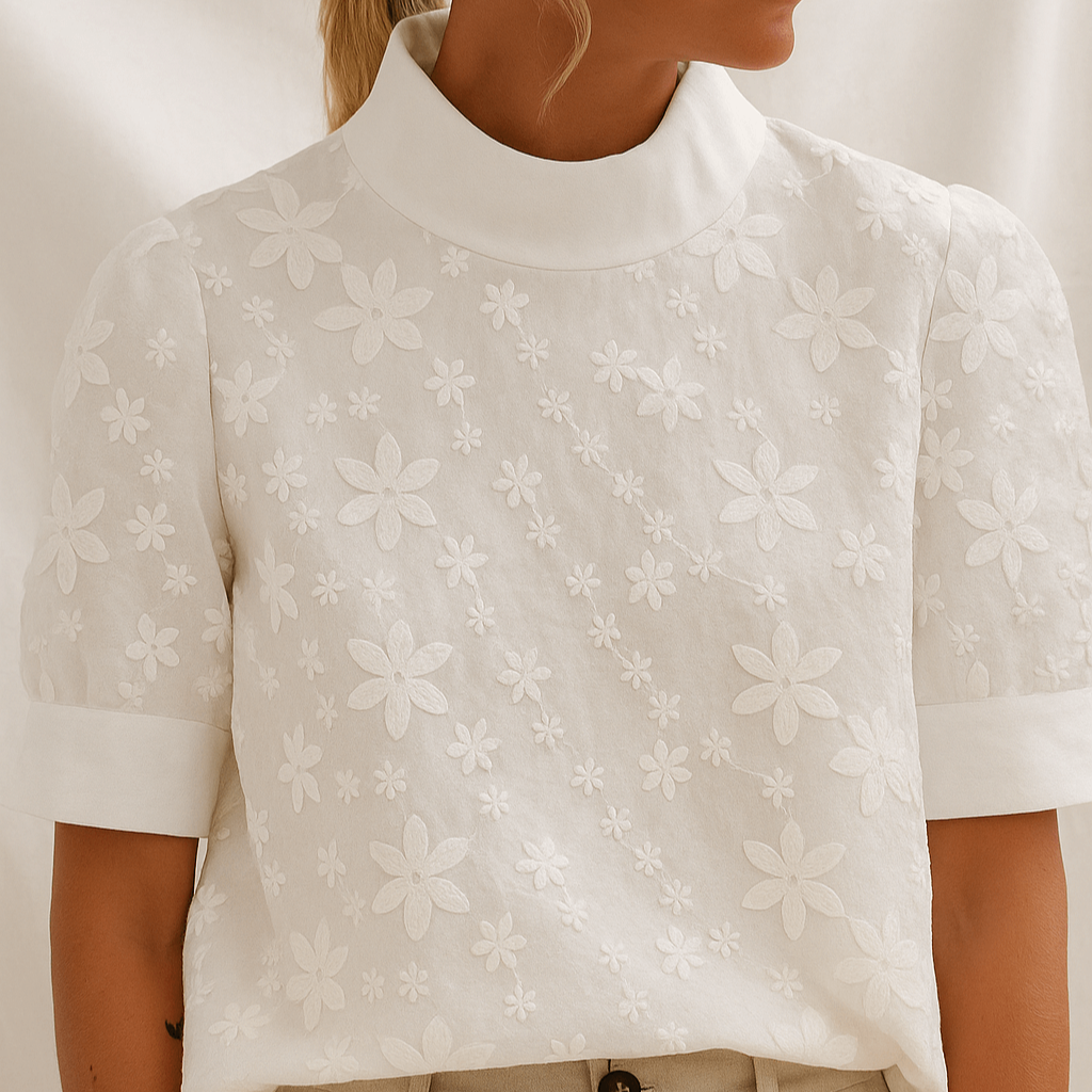 Rosgrove | Women - Blouse - Embroidered Collar - Chic Fit