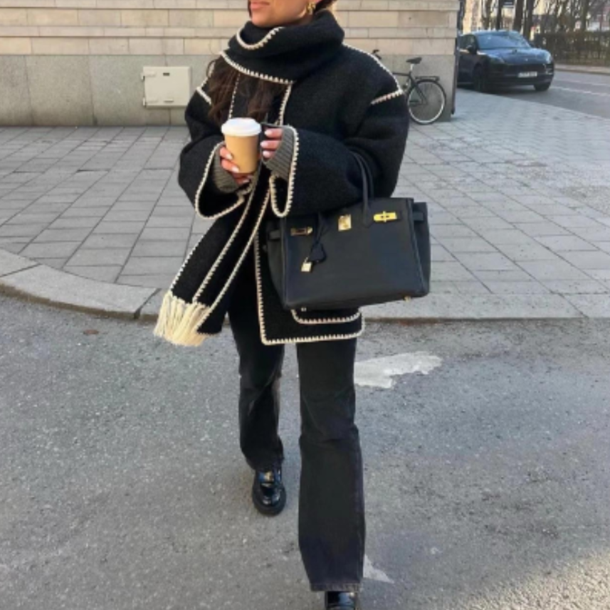 Rosgrove | Women - Warm Wrap Collar Winter Coat - Loose Style