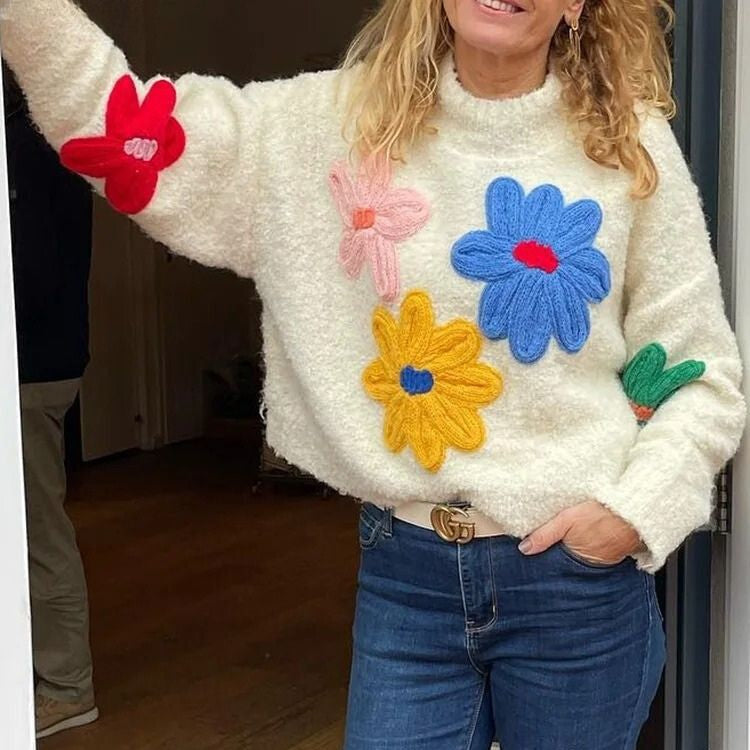 Rosgrove | Women - Oversized Chunky Floral Jumper - Knitted Style
