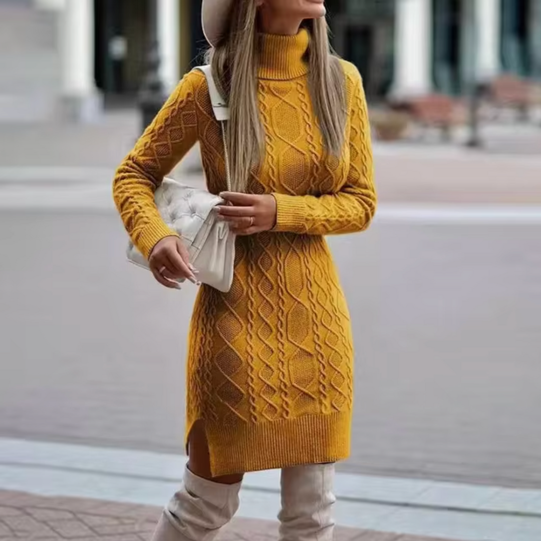 Rosgrove | Women - Knitted Turtleneck Midi Dress - Slim Fit
