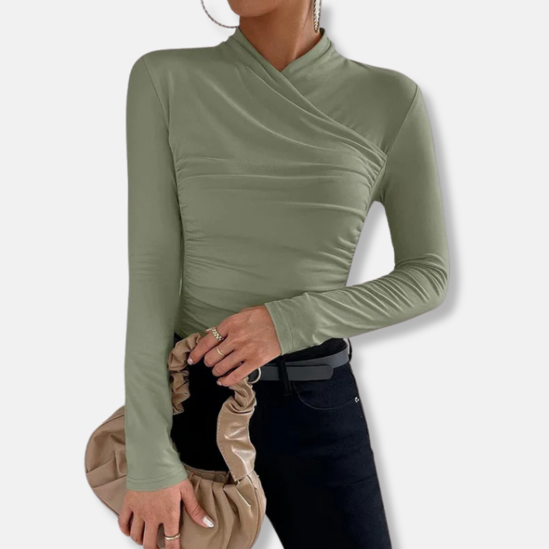 Rosgrove | Women - Elegeant Cross-Neck Long Sleeve Top