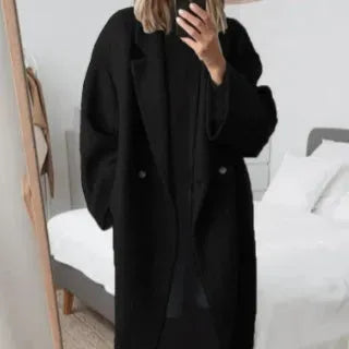 Rosgrove | Women - Notch Lapel Long Winter Coat - Single-Button Closure
