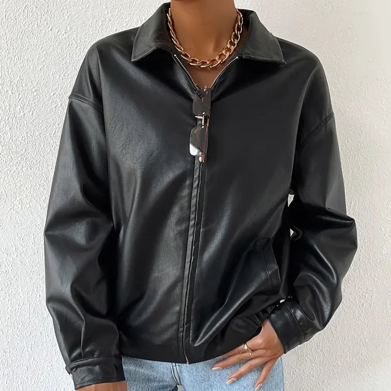 Rosgrove | Women - Faux Leather Jacket - Versatile Style