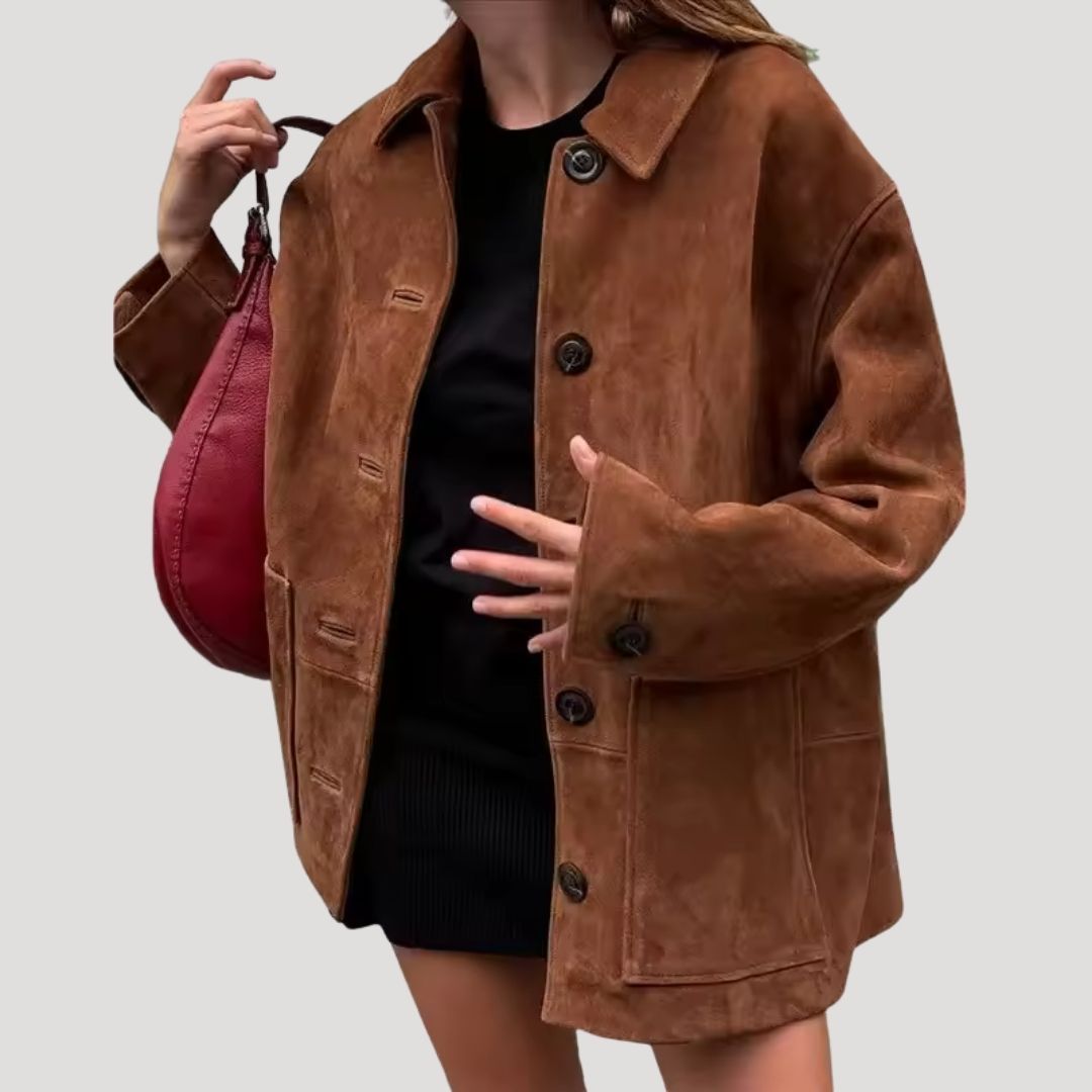 Rosgrove | Women - Suede Winter Jacket - Oversized Style
