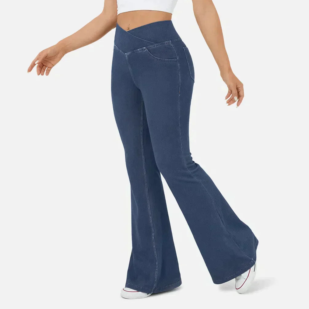 Rosgrove | Women - High-Waisted Flared Jeans - Crisscross Style