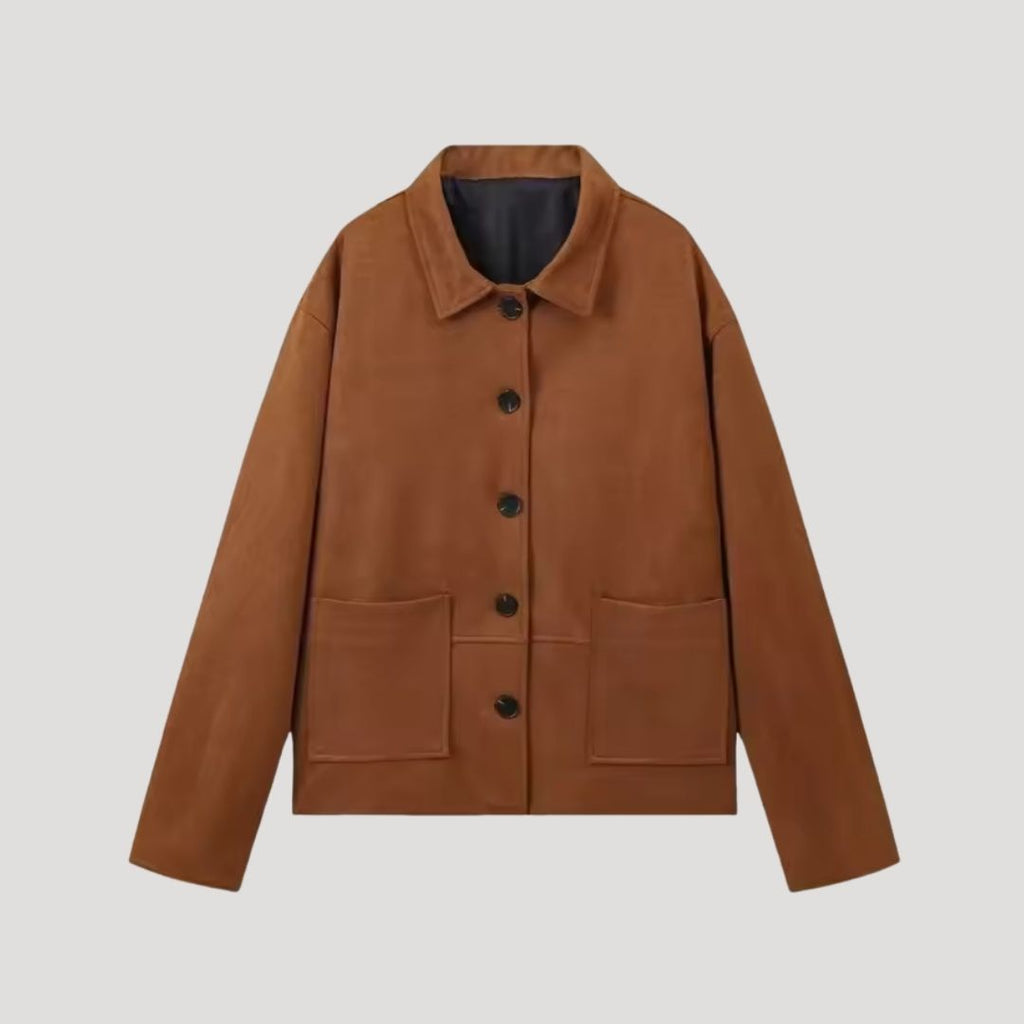 Rosgrove | Women - Suede Winter Jacket - Oversized Style