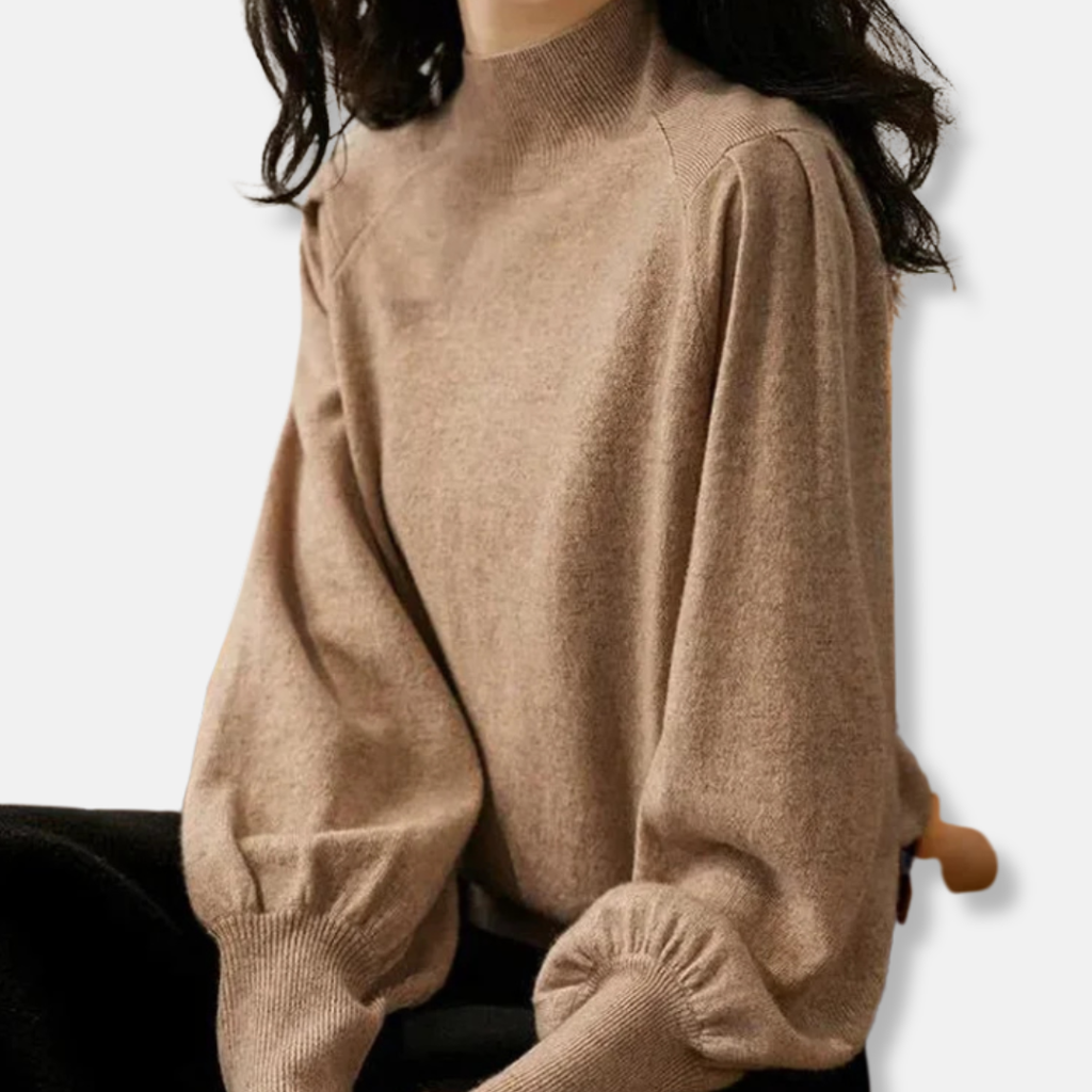 Rosgrove | Women - Mock Neck Balloon Sleeve Jumper - Wool Blend