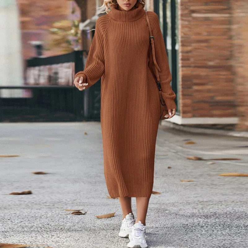 Rosgrove | Women - Midi Knitted Turtleneck Jumper Dress