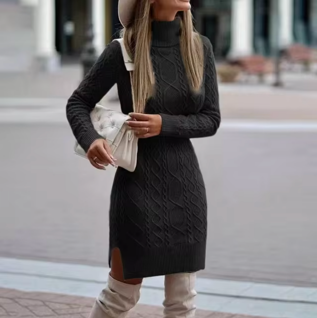 Rosgrove | Women - Knitted Turtleneck Midi Dress - Slim Fit