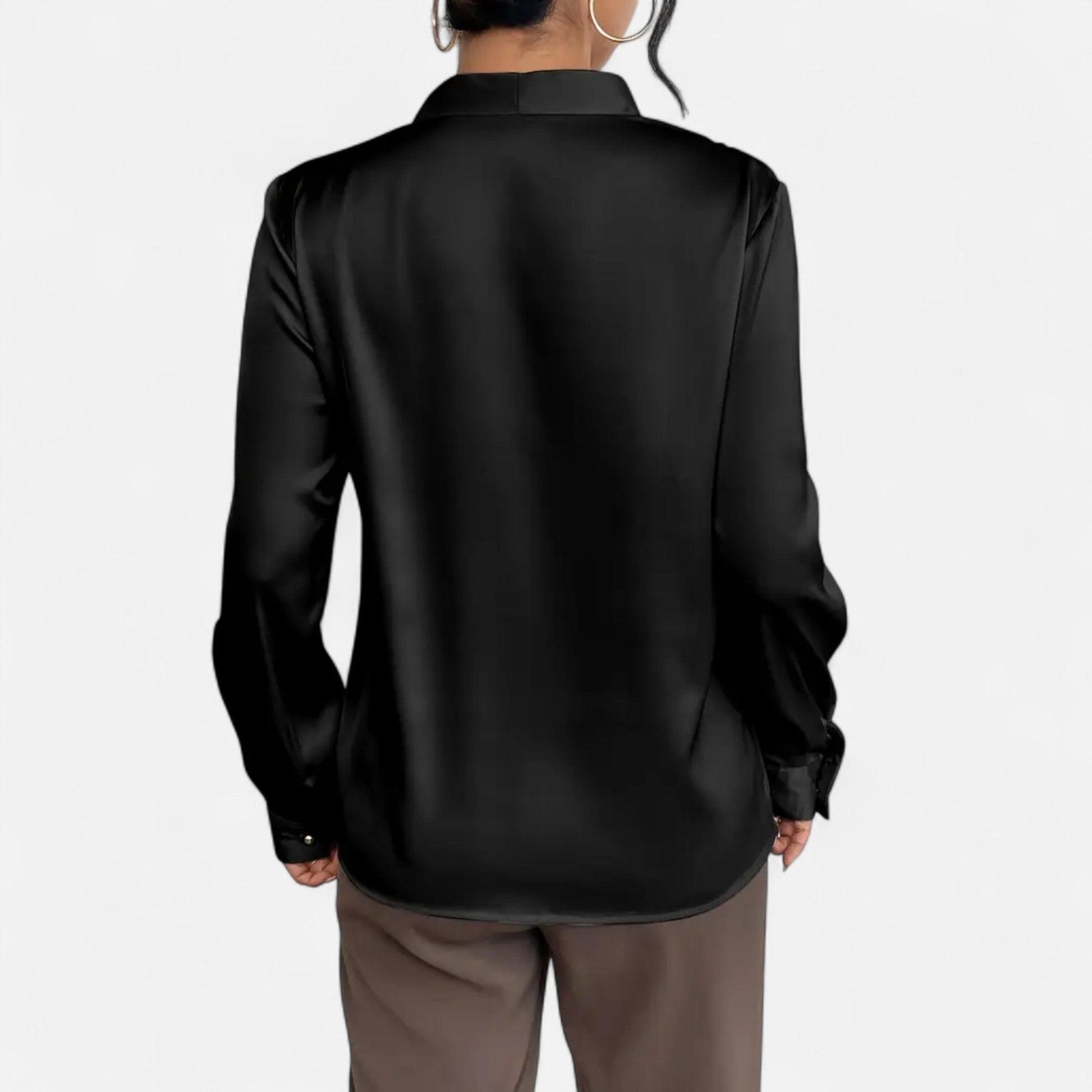 Rosgrove | Women - Elegant Satin Blouse with V-Neck