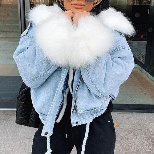 Rosgrove | Women – Denim Jacket – Faux Fur Trim