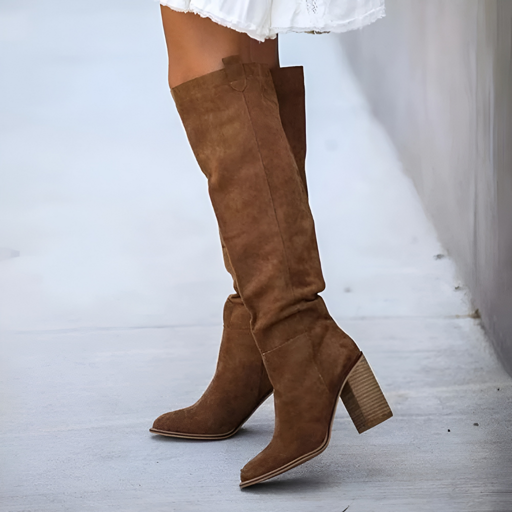Rosgrove | Women - Knee-High Block Heel Boots - Pointed Toe