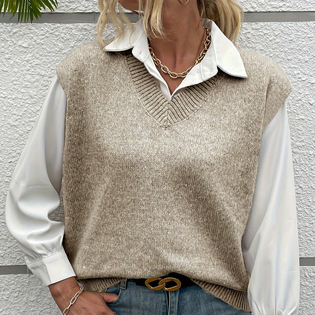 Rosgrove | Women - Ribbed V-Neck Jumper Vest - Relaxed Fit