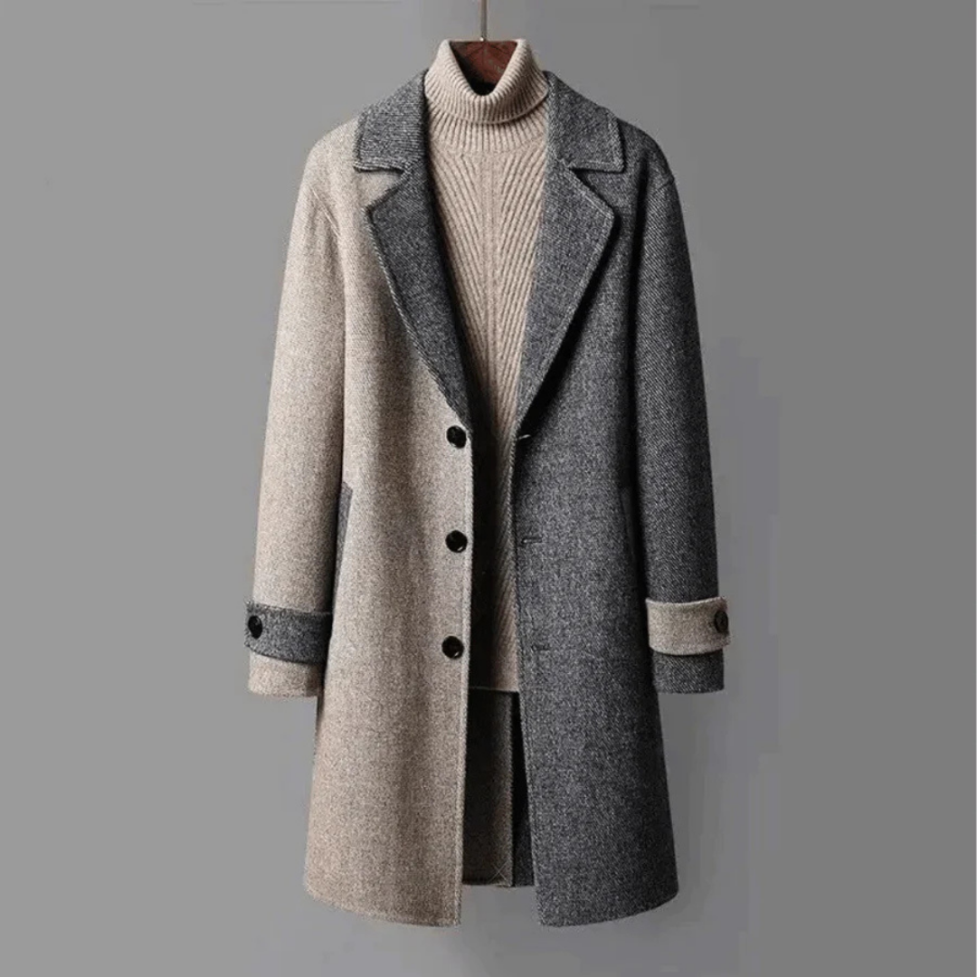 Rosgrove | Women - Elegant Two-Tone Long Coat - Classic Style