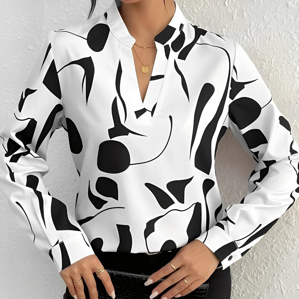 Rosgrove | Women - Elegant  Blouse – Patterned Long Sleeve